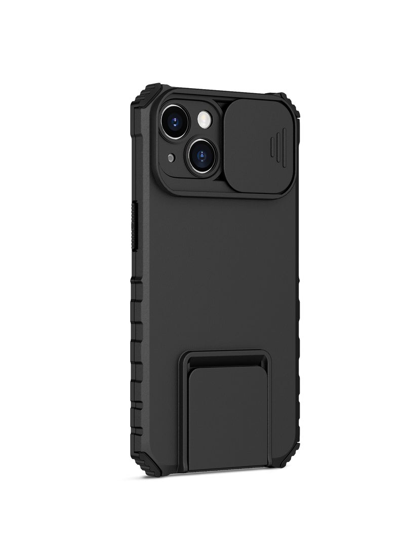 Generic - Iphone 14 Plus Black Mobile Phone Case Cover, Innovative Telescopic Bracket, Sliding Protection Camera Window, Bumper Shockproof Phone Back Cover - Image 1
