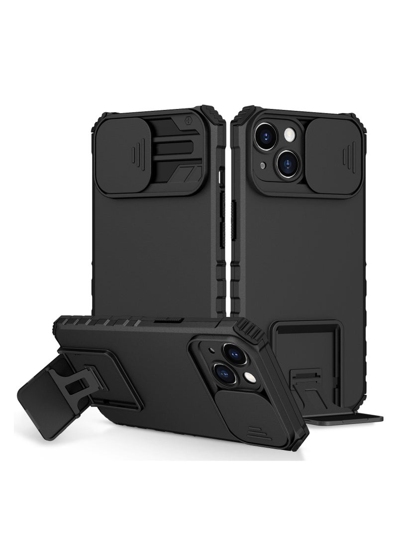 Generic - Iphone 14 Plus Black Mobile Phone Case Cover, Innovative Telescopic Bracket, Sliding Protection Camera Window, Bumper Shockproof Phone Back Cover - Image 1