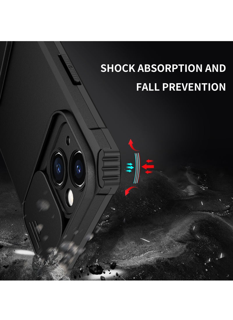 Generic - Iphone 14 Plus Black Mobile Phone Case Cover, Innovative Telescopic Bracket, Sliding Protection Camera Window, Bumper Shockproof Phone Back Cover - Image 1