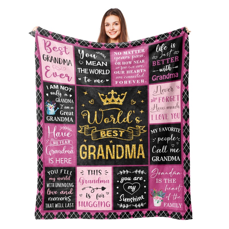 Lcobion Grandma Gifts for Mothers Day  Grandma Gifts  Gifts for Grandma  Grandma Birthday Gifts  Great Grandma Gifts  Birthday Gifts for Grandma  Grandmother Gifts  Nana Gigi Gifts  Grandma Blanket 50""X60""  - Image 1