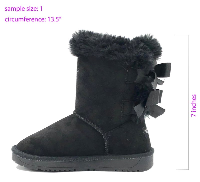 REDVOLUTION New Kids Classic Snow Boots Faux Fur Midcalf Outdoor Boots (Big Kid) (410 black, size 5) - Image 4