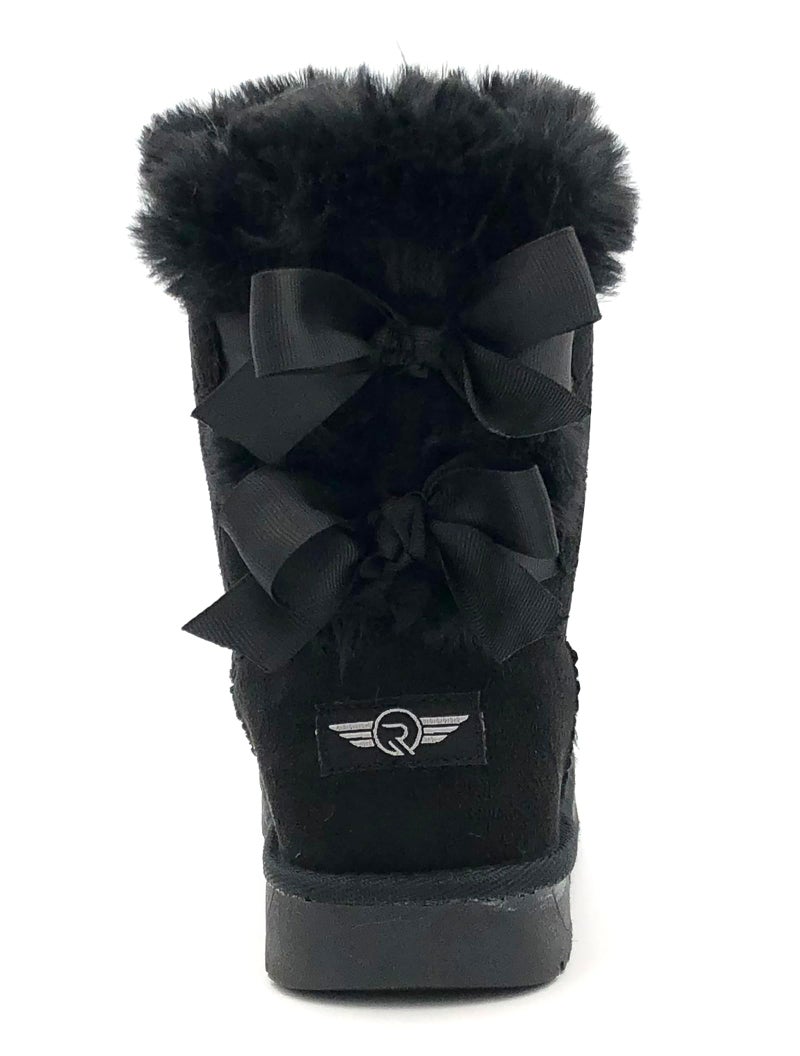 REDVOLUTION New Kids Classic Snow Boots Faux Fur Midcalf Outdoor Boots (Big Kid) (410 black, size 5) - Image 5
