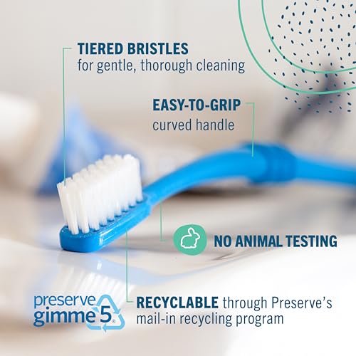 Preserve Eco Friendly Adult Toothbrushes, Made in The USA from Recycled Plastic, Ultra Soft Bristles, Paperboard Package, Colors Vary, 6 Count - Image 2