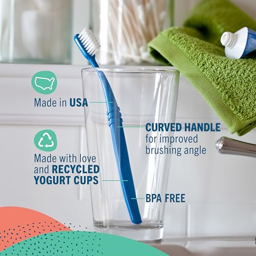 Preserve Eco Friendly Adult Toothbrushes, Made in The USA from Recycled Plastic, Ultra Soft Bristles, Paperboard Package, Colors Vary, 6 Count - Image 4