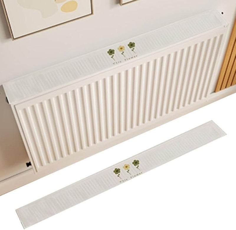White Magnetic Radiator Cover Breathable Cotton Linen Dust Cover Fits 40 220cm Width - Image 5