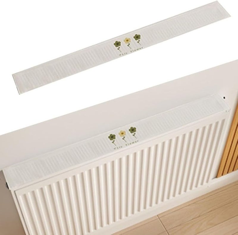 White Magnetic Radiator Cover Breathable Cotton Linen Dust Cover Fits 40 220cm Width - Image 3