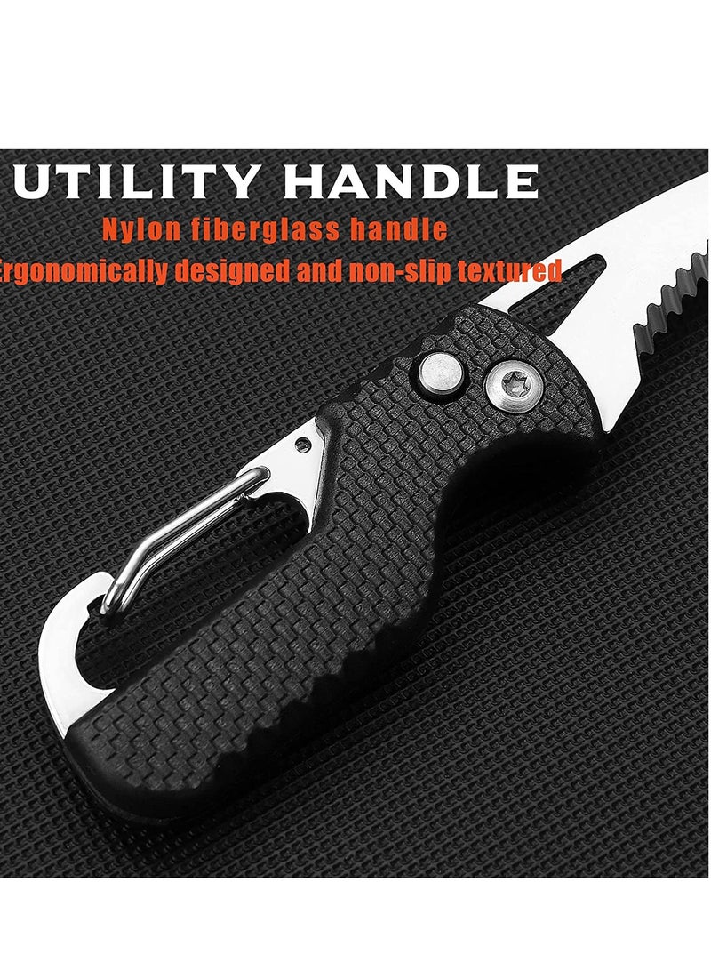 SYOSI Pocket Box Opener, Bottle Opener, Keychain Box Cutter, Package Opener, Small Pocket Box/ Seatbelt/ Strap Cutter, Razor Sharp Serrated and Paratrooper Hook,  EDC Folding Tools for Women Men 2PCS - Image 3