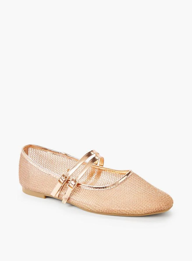 Flora Bella By Shoexpress ROSE GOLD Flora Bella Women Metallic Detail Mary Jane Shoes for Women | Best Price UAE