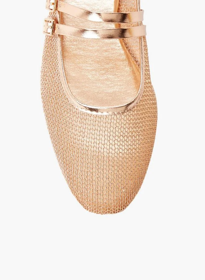 Flora Bella By Shoexpress ROSE GOLD Flora Bella Women Metallic Detail Mary Jane Shoes for Women | Best Price UAE