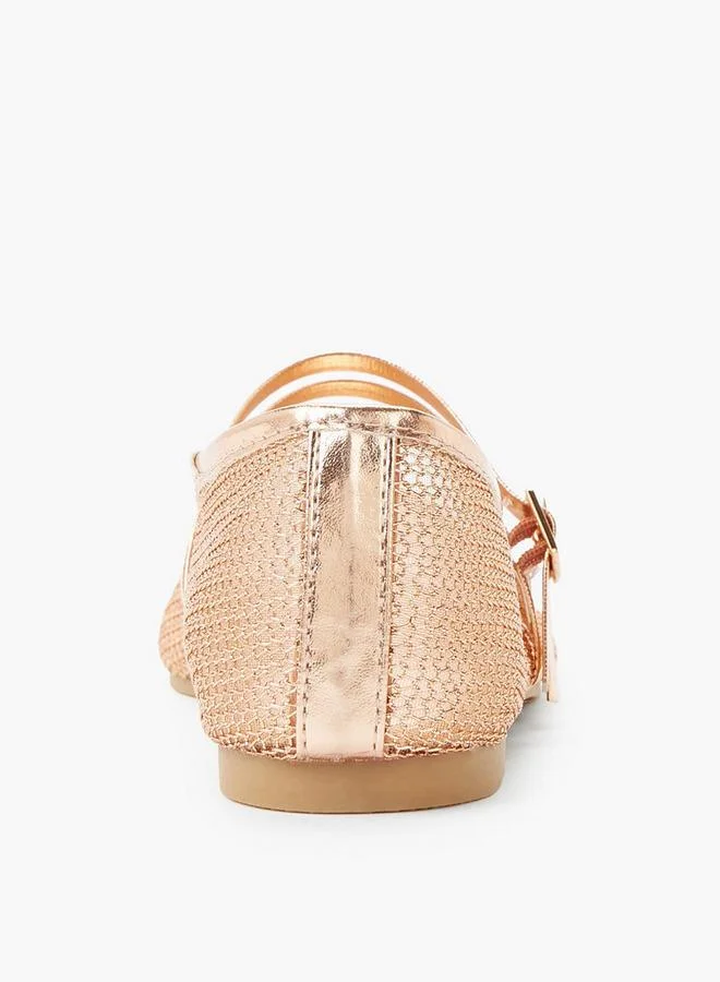 Flora Bella By Shoexpress ROSE GOLD Flora Bella Women Metallic Detail Mary Jane Shoes for Women | Best Price UAE