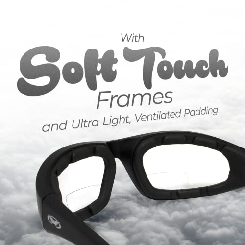 Global Vision Kickback Transitional Photochromic Bifocal Safety Riding Glasses Clear to Smoke Lens Padded ANSI Z87.1 - Image 3