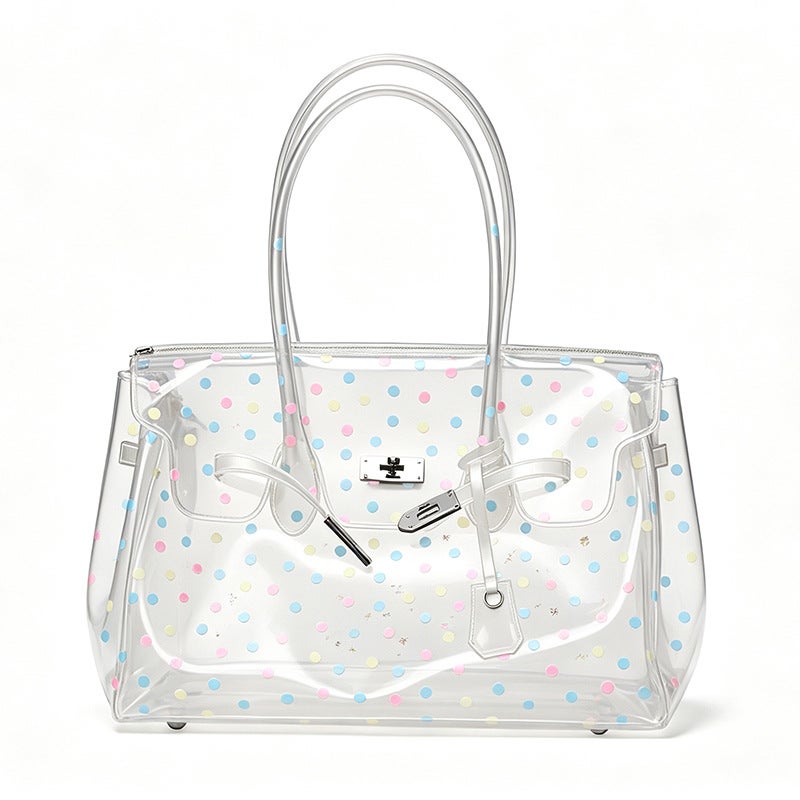 Transparent PVC Polka Dot Hobo Bag - Image 5