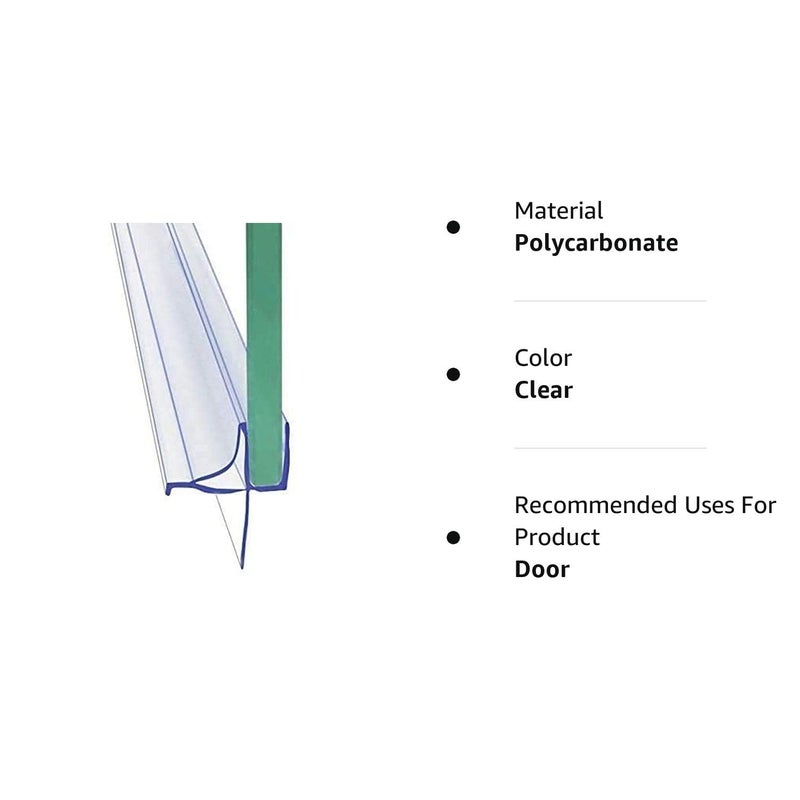 Dalrun Frameless Shower Door Bottom Seal Shower Sweep with Drip Rail for 1/4" Glass,36" Long, Vinyl, Clear - Image 3
