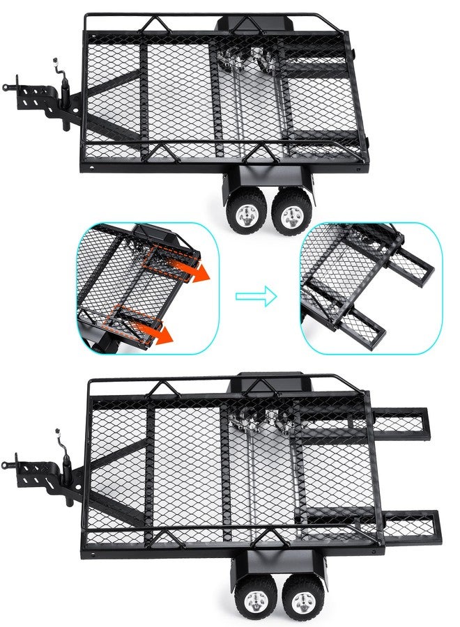 JGGZONE RC Trailer for Hauling Behind Car - Metal Hitch Mount Trailer with 4 Tires Heavy Duty Truck and RC Rock Cars Trailer for 1/18 RC Crawler TRX4M Defender Bronco K10 High Trail F150 - Image 4
