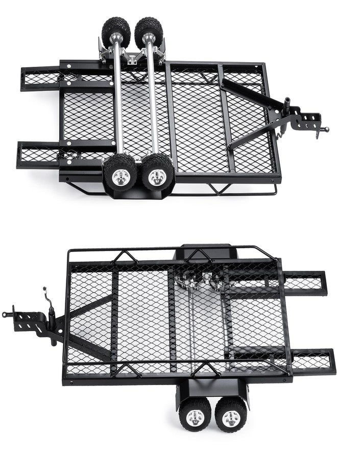 JGGZONE RC Trailer for Hauling Behind Car - Metal Hitch Mount Trailer with 4 Tires Heavy Duty Truck and RC Rock Cars Trailer for 1/18 RC Crawler TRX4M Defender Bronco K10 High Trail F150 - Image 3