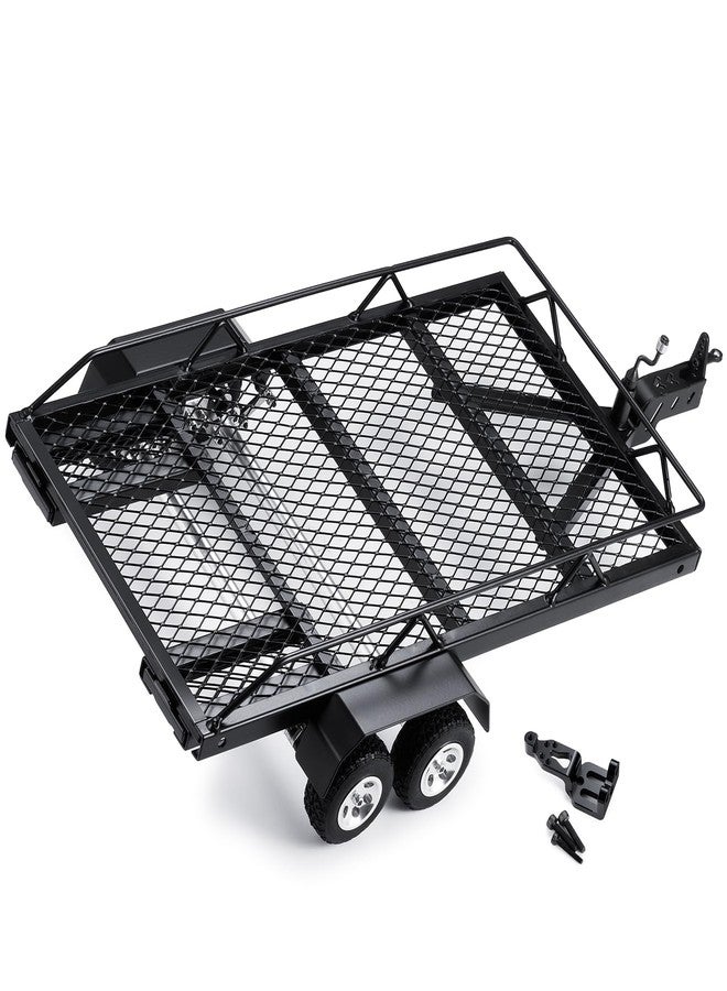 JGGZONE RC Trailer for Hauling Behind Car - Metal Hitch Mount Trailer with 4 Tires Heavy Duty Truck and RC Rock Cars Trailer for 1/18 RC Crawler TRX4M Defender Bronco K10 High Trail F150 - Image 2