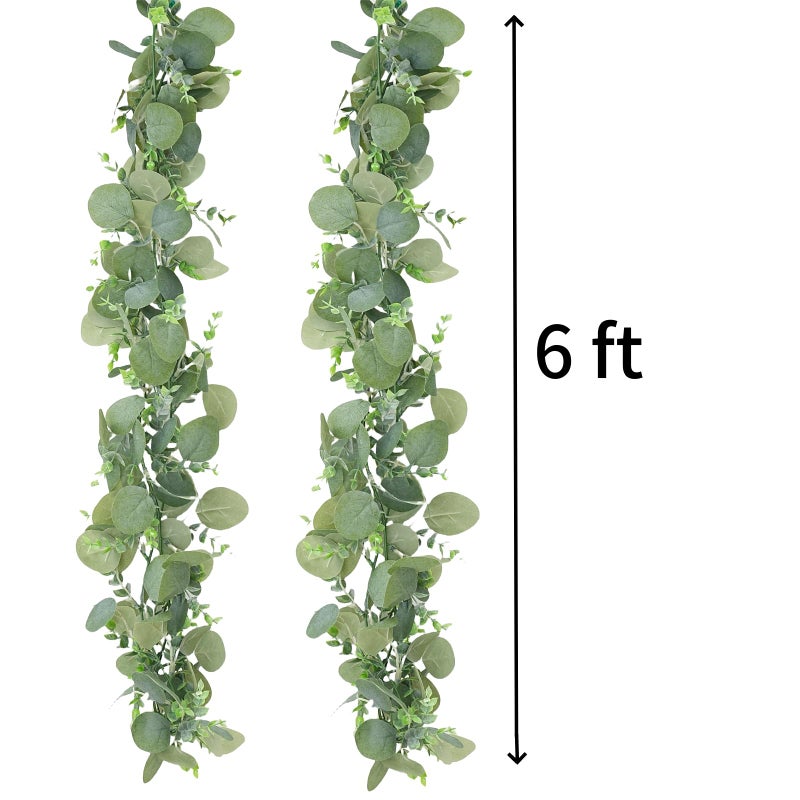 COTSEN 2 Pcs 6 ft Artificial Eucalyptus Garland Greenery Faux Eucalyptus Garland Plant Fake Silver Dollar Eucalyptus Leaves Hanging Vines Suitable for Wedding Arch Party Table Family Wall Decor - Image 5
