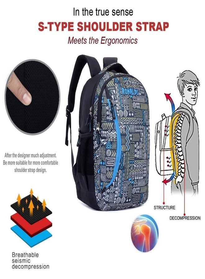 Ronaldo Tribal Warrior School Backpack Black Edition Casual Daypack School Bags for Boys & Girls Office Backpack Multi-Purpose Bag - Image 5