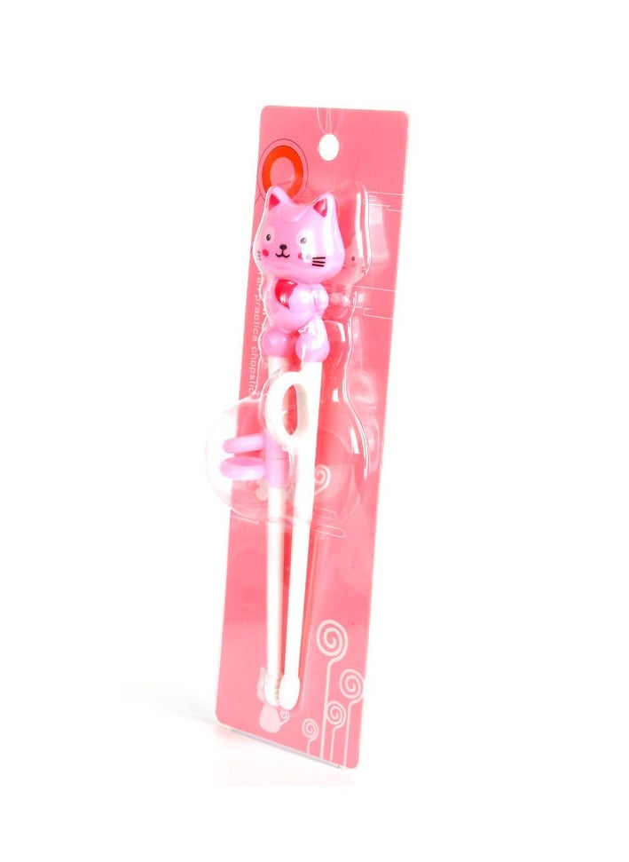 General - 2 pairs of children's chopsticks, kitten children's learning assistant practice chopsticks, training chopsticks individually packaged, suitable for beginners and toddlers (pink + blue) can be used repeatedly - Image 1