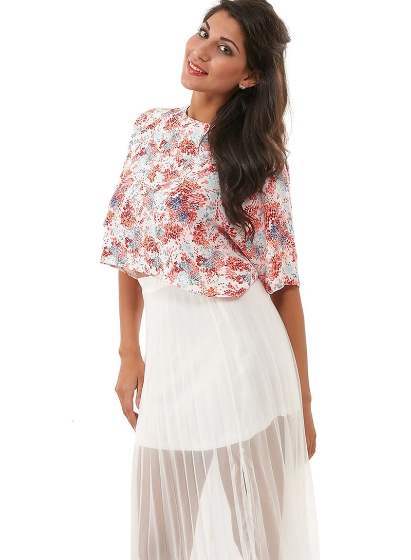 John Zack Floral Print Loose Crop Top