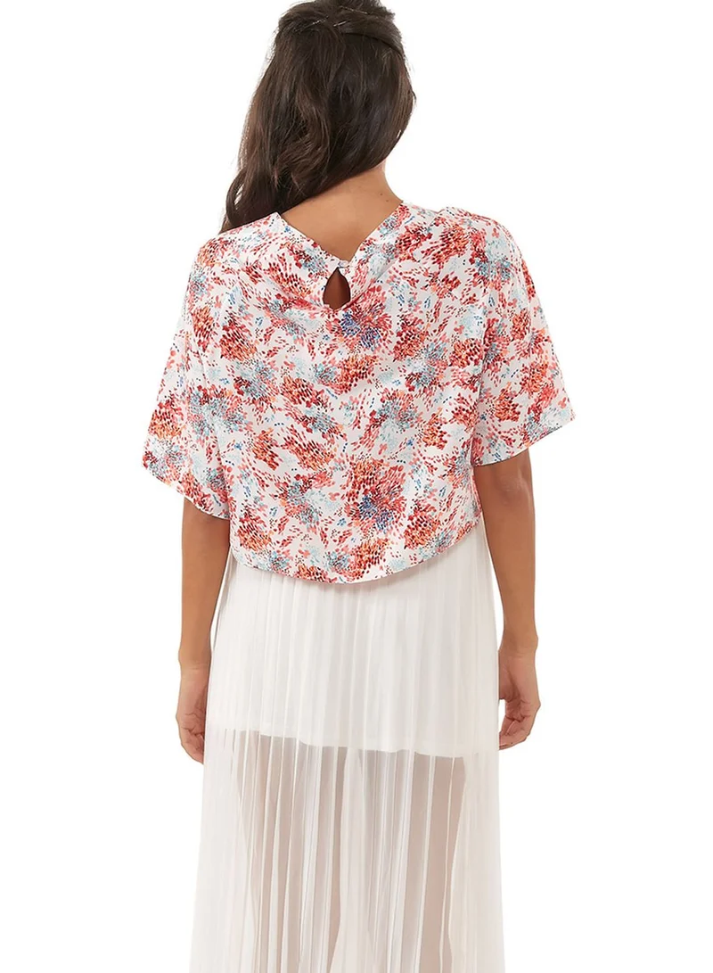 John Zack Floral Print Loose Crop Top