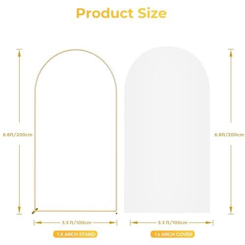 DOYXC 6.6FT Metal Arch Backdrop Stand and Cover Set, Gold Wedding Arch Backdrop Stand with Cover, Balloon Arch Frame Stand with Cover for Wedding Birthday Party Baby Shower Graduation Ceremony Decor - Image 5