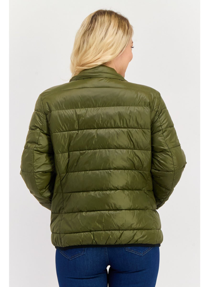 HUGO by Hugo Boss Women Quilted Puffer Jacket, Olive  - Image 3