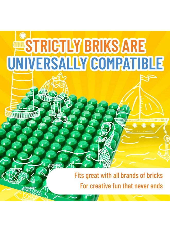Strictly Briks قطع بناء ألعاب ستريكتلي بريكس - ألواح قاعدة قابلة للتكديس للمبتدئين - دبابيس كبيرة للأطفال والرضع - متوافقة مع جميع العلامات التجارية الكبرى قطعة واحدة (أخضر) 12.5" × 15" - قطع بناء ألواح القاعدة - Image 4