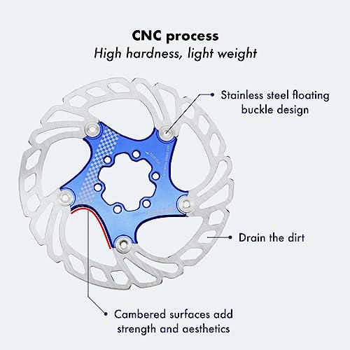 DJC Components DJC Bike Brake Disc Rotor MTB Floating Brake Disc 140mm 160mm 180mm 203mm with 6 bolts Road Bike MTB BMX Steel Aluminum Brake Disc iiipro (2# red, 160mm) - Image 5