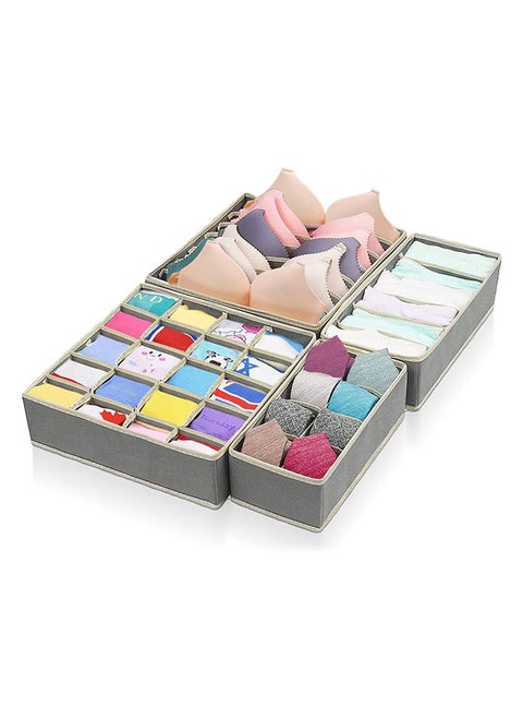Dasiautoem Storage Boxes For Underwear, Drawers Organiser Sorting Box Wardrobe Organiser System, Foldable - Grey