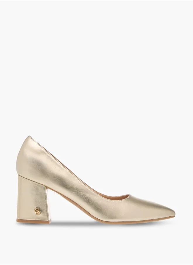 سيليست Women's Solid Pointed Toe Slip-On Shoes with Block Heels