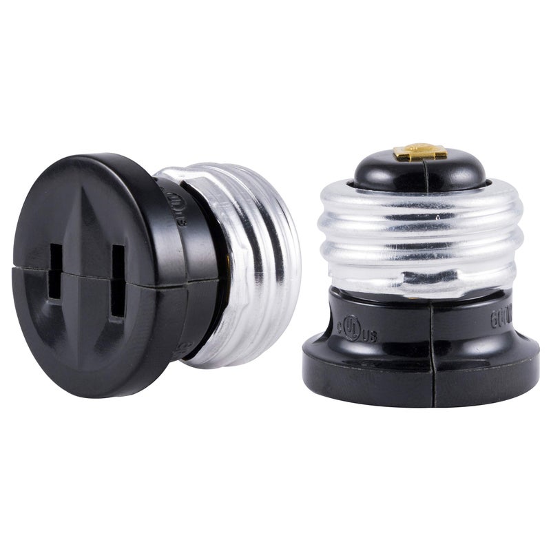 Power Gear Polarized Handy Plug, 2 Pack, Easy to Install, 2-Prong, Convert Light Bulb to Outlet Socket Adapter, UL Listed, Black, 54276 - Image 1