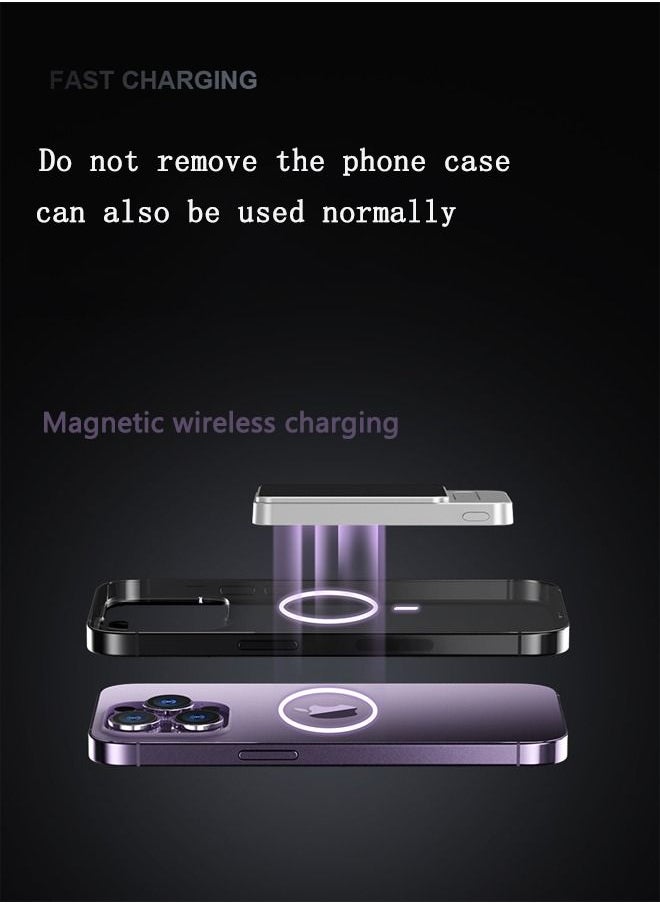 ماركة غير محددة - بنك طاقة لاسلكي مغناطيسي بسعة 10000mAh شاحن محمول شحن سريع PD 22.5W كحد أقصى شاشة LED حزمة بطارية إدخال وإخراج Type-C شحن لاسلكي 15W متوافق مع آيفون وسامسونج وهواوي وشاومي وأونور A77 (رمادي). - Image 1