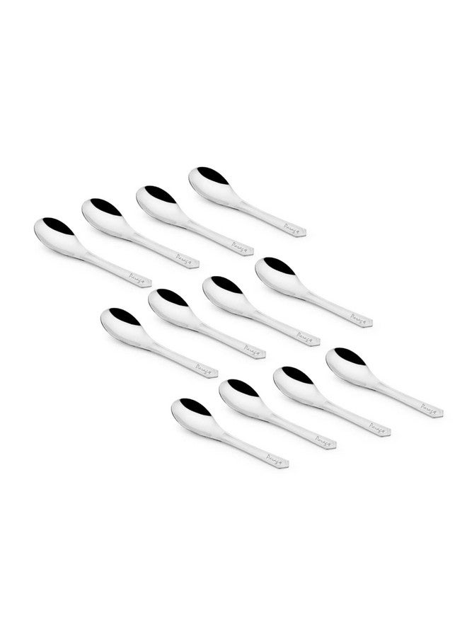 Parage 12 Pieces Stainless Steel Small Spoons for Container/Spice Jars | Masala Spoons | Small Spoon for Spices | Spoon Set | 12 mini | Length 9 cm | Silver - Image 1