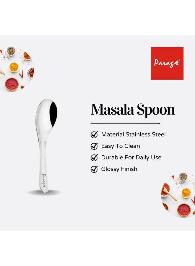 Parage 12 Pieces Stainless Steel Small Spoons for Container/Spice Jars | Masala Spoons | Small Spoon for Spices | Spoon Set | 12 mini | Length 9 cm | Silver - Image 5