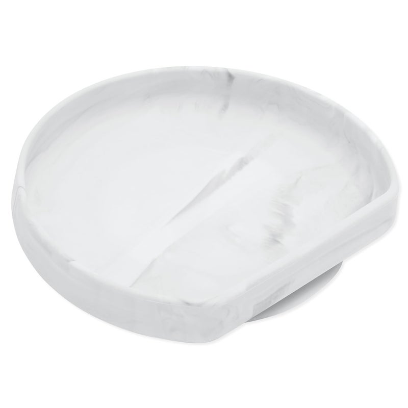 Bumkins Toddler and Baby Suction Plate, Silicone Grip Dish for Babies and Kids, Baby Led Weaning, Children Feeding Supplies, Non Skid Sticky Bottom, Platinum Silicone, Ages 6 Months Up, Marble - Image 1