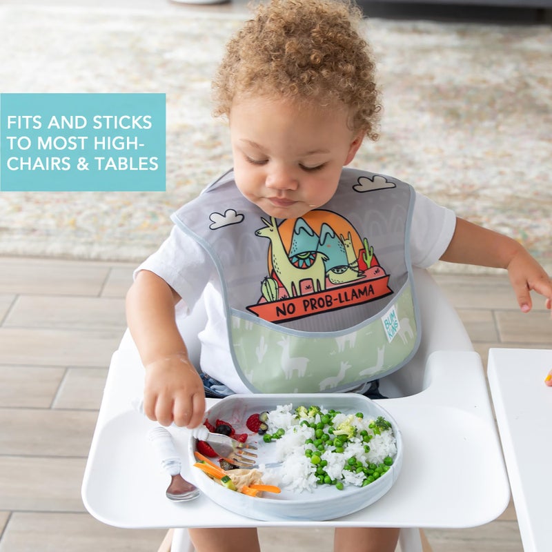 Bumkins Toddler and Baby Suction Plate, Silicone Grip Dish for Babies and Kids, Baby Led Weaning, Children Feeding Supplies, Non Skid Sticky Bottom, Platinum Silicone, Ages 6 Months Up, Marble - Image 3