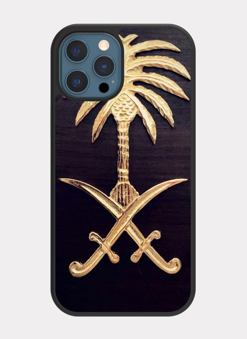 بكسلات كفر ايفون 12 برو ماكس شعار السعودية رمادي - Image 1