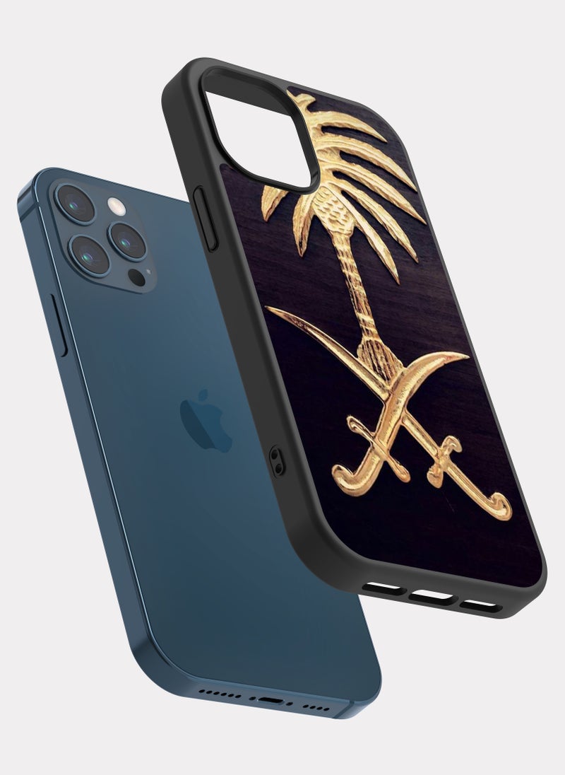 بكسلات كفر ايفون 12 برو ماكس شعار السعودية رمادي - Image 2