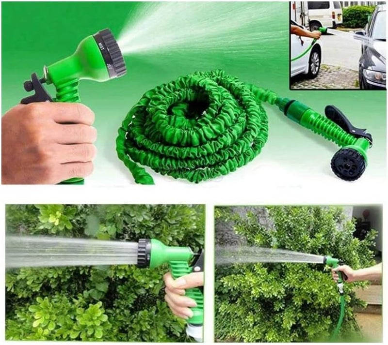 ماجيك هوز خرطوم مائي مرن وخفيف الوزن من نوع MAGIC-HOSE، طوله 200 قدم (60 متر)، مناسب لأنابيب الحدائق، قابل للتمدد، مزود برشاش لغسل نوافذ السيارات وسقي النباتات، بألوان متنوعة - Image 2