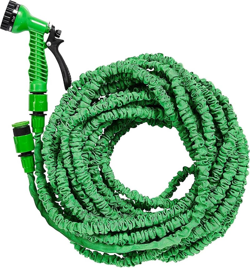 ماجيك هوز خرطوم مائي مرن وخفيف الوزن من نوع MAGIC-HOSE، طوله 200 قدم (60 متر)، مناسب لأنابيب الحدائق، قابل للتمدد، مزود برشاش لغسل نوافذ السيارات وسقي النباتات، بألوان متنوعة - Image 1