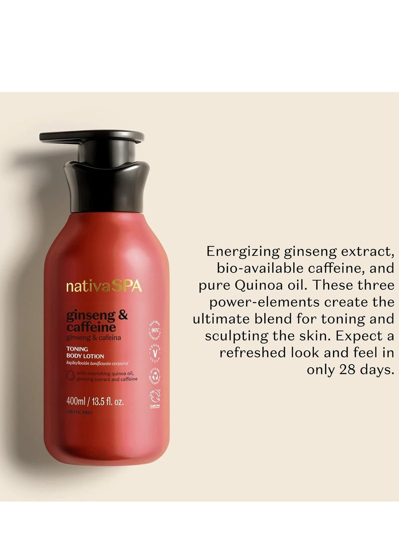 NATIVA SPA O BOTICÁRIO Nativa SPA by O Boticário Ginseng & Caffeine Toning Body Lotion, Fragranced Moisturizer Enriched with Purified Quinoa Drops to Boost Hydration, 13.5 Ounce (400ml) - Image 2