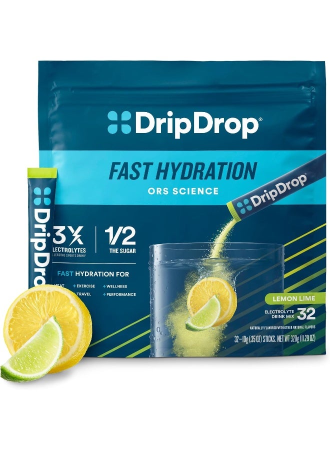 DripDrop Hydration - Lemon Lime - Electrolyte Drink Mix Single Serve Hydration Powder Packets - Image 1