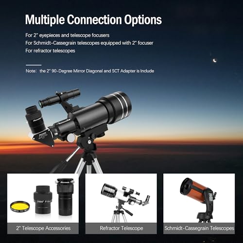 Astromania 2 Inch SCT Diagonal 90-Degree Mirror Fully Metal with 93% Reflectivity Across Visible Spectrum - Suitable for Most Telescopes, Including Refractor and Schmidt-Cassegrain telescopes - Image 3
