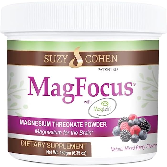 Script Essentials Suzy Cohen MagFocus Magnesium L-Threonate Powder with Magtein (Mixed Berry) Plus Magnesium Glycinate for Wellness, Focus, and Cognition - Gluten-Free, Non-GMO, Vegetarian (60 Servings) - Image 1