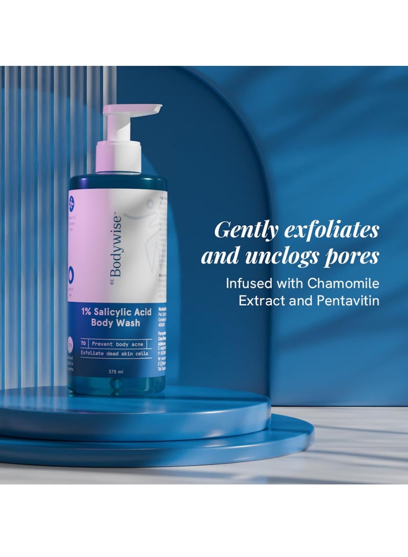 Be Bodywise 1% Salicylic Acid and chamomile extract Body Wash Shower Gel Prevents Body Acne Bumpy skin Exfoliates and Deep cleanses skin Paraben and SLS free Suitable for all skin types 375ml - Image 5