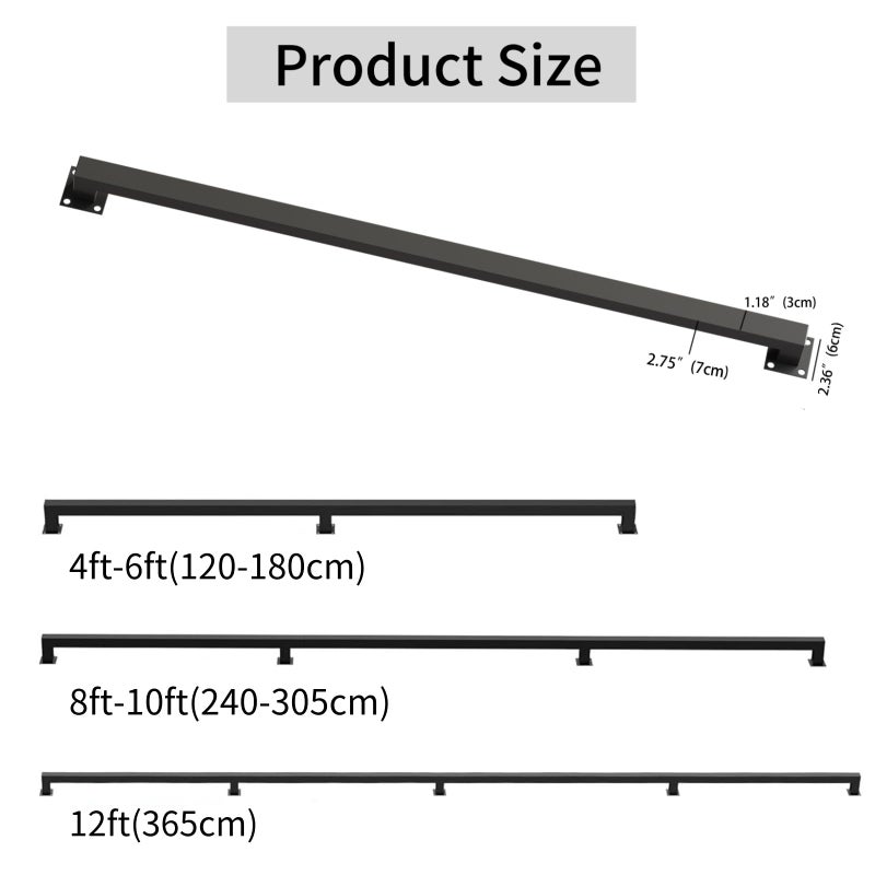 CAVAOSEY 12FT Stair Railings Indoor, Black Iron Railings for Stairs, Industrial Handrail Wall Mounted, Hand Railing for Stairs Indoor 500lbs Load Capacity, Sturdy Stair Railing for Loft Porch Deck, 4 Sections - Image 3