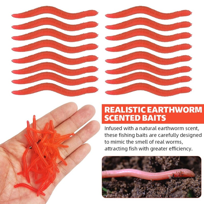 Proberos ® 100 PCS Realistic Earthworm Fishing Bait, Soft Artificial Worms for Freshwater and Saltwater Fishing, Earthworm Fishing Bait for Fishing Rod (3.5CM) - Image 3