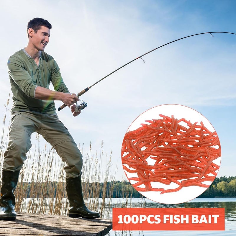 Proberos ® 100 PCS Realistic Earthworm Fishing Bait, Soft Artificial Worms for Freshwater and Saltwater Fishing, Earthworm Fishing Bait for Fishing Rod (3.5CM) - Image 4