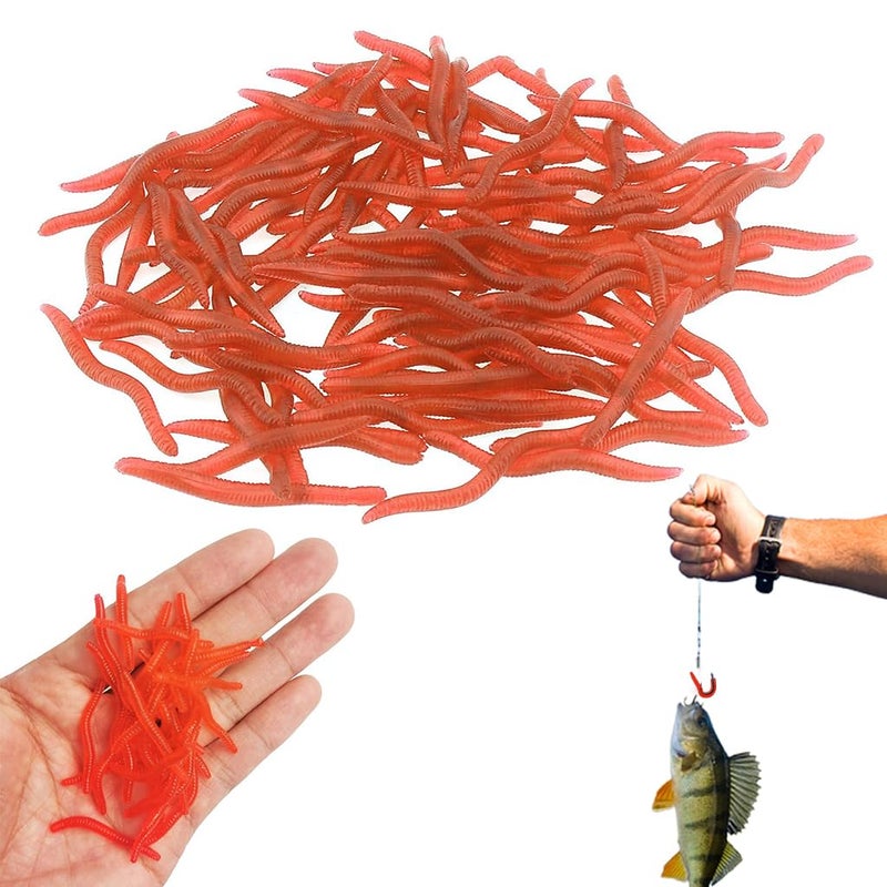 Proberos ® 100 PCS Realistic Earthworm Fishing Bait, Soft Artificial Worms for Freshwater and Saltwater Fishing, Earthworm Fishing Bait for Fishing Rod (3.5CM) - Image 1